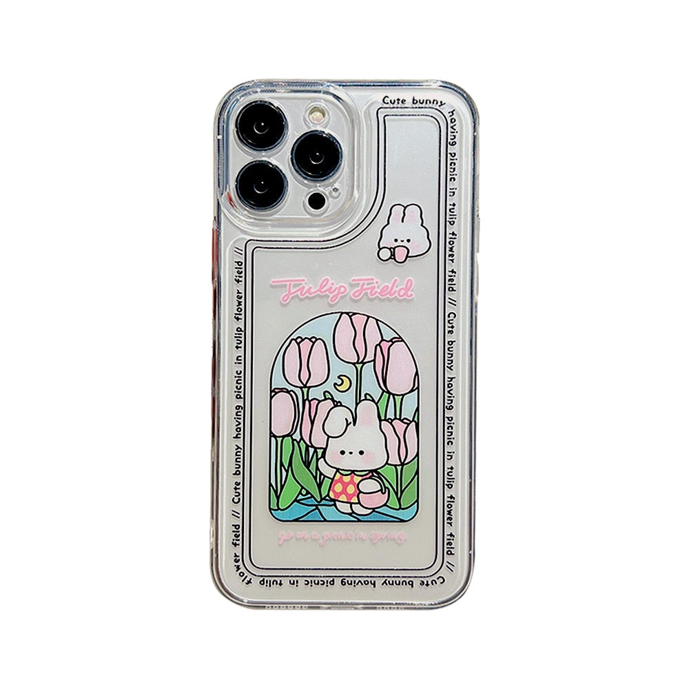 Tulip Garden Moon Bunny Phone Case