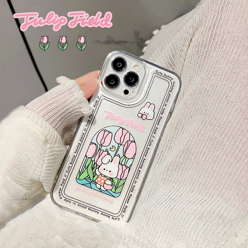 Tulip Garden Moon Bunny Phone Case