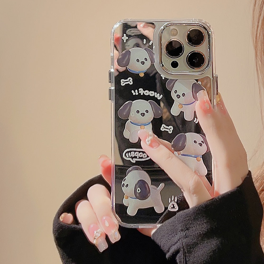 Plush Mirror Puppy Phone Case