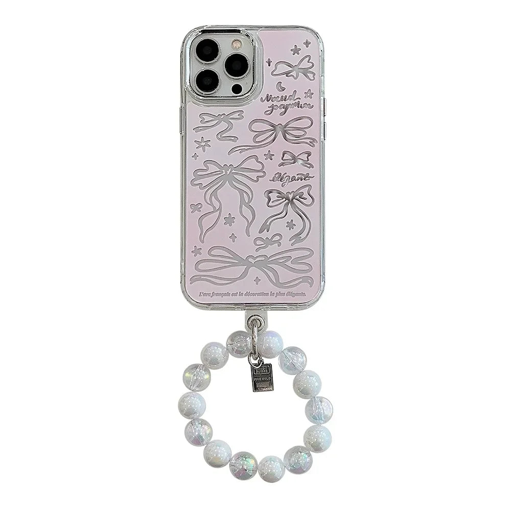 Pink Bow Tie iPhone Case with Bracelet