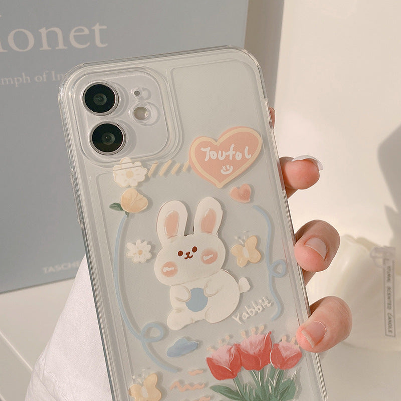 Retro Kawaii Bunny with Flowers Phone Case - Zinkiee