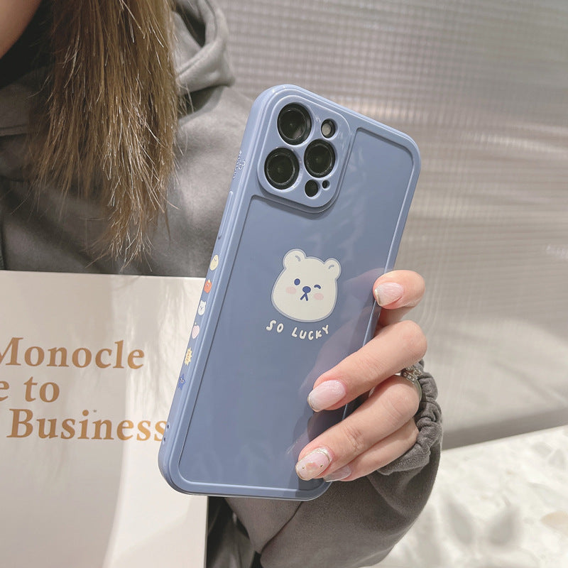 Cute Solid Color Bear Phone Case