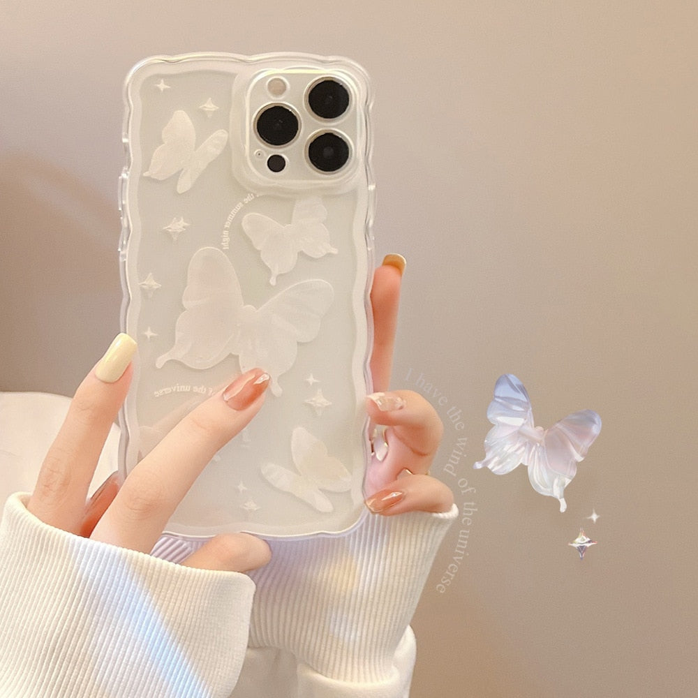 Crystal White Butterfly Phone Case