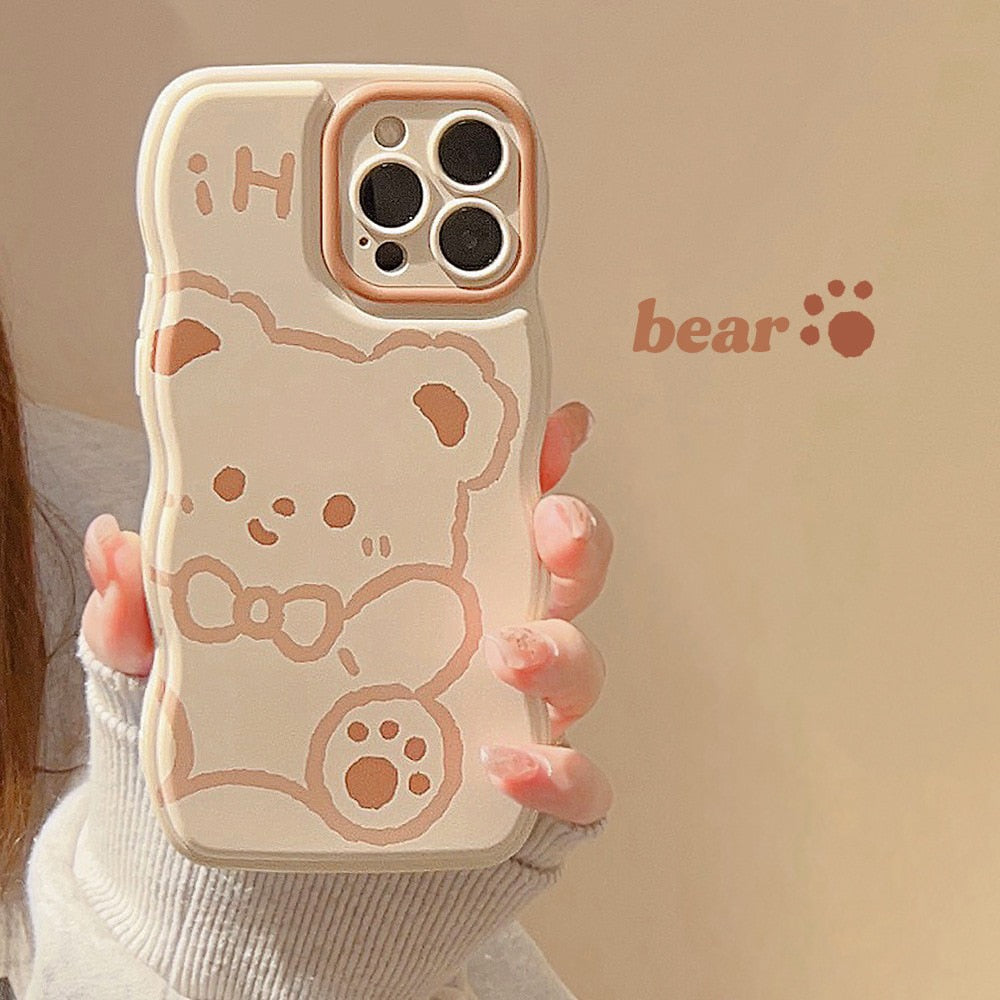 Cartoon Bear Wave Phone Case