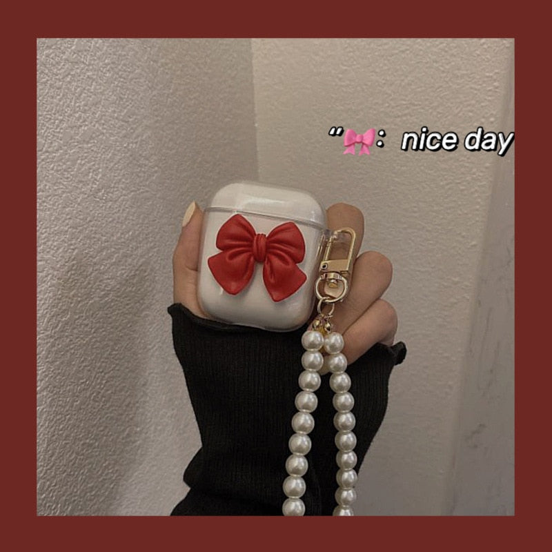 Cute Red Bow Tie AirPods Case