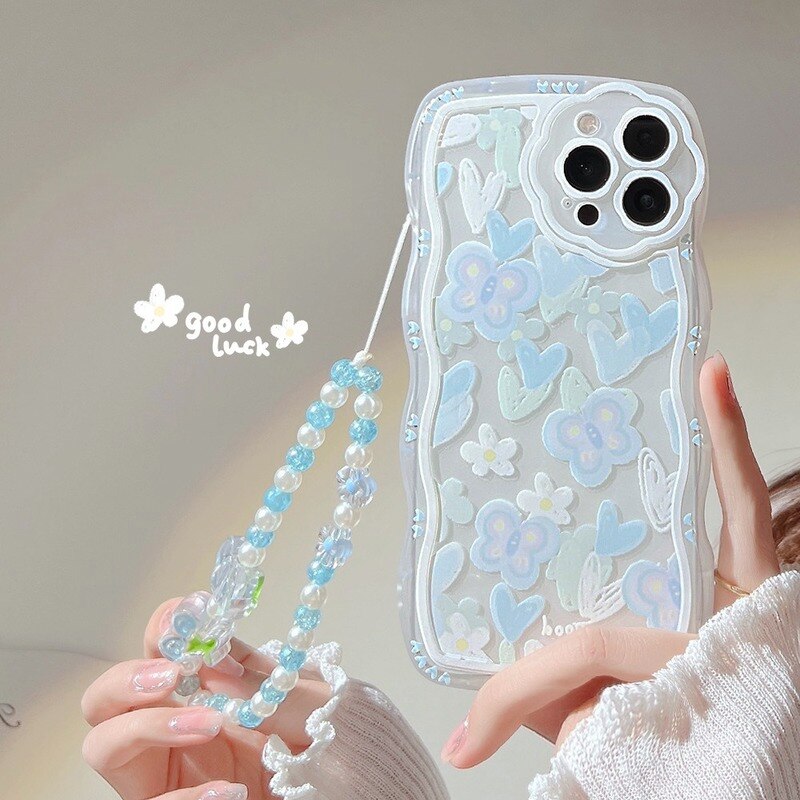 Sweet Butterfly Flower Phone Case with Bracelet