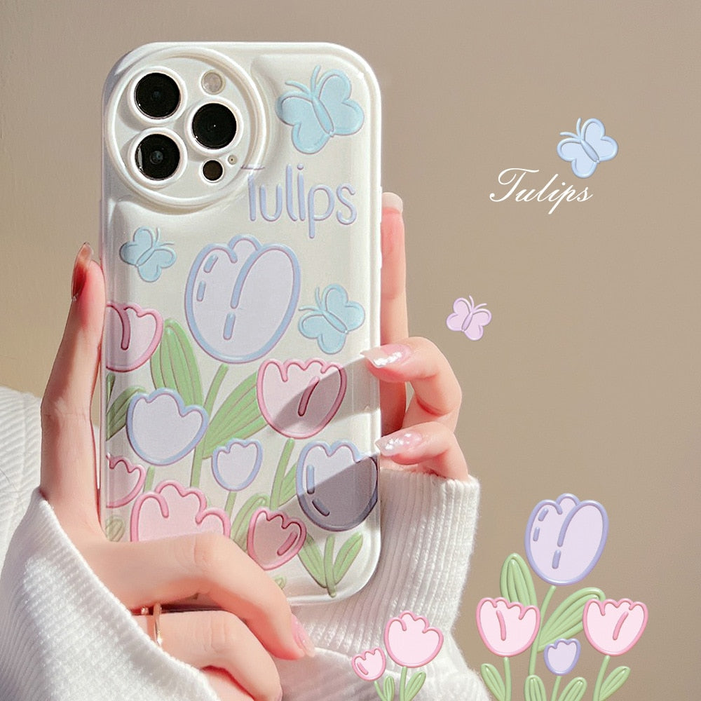 Sweet Tulip Flower Cream Phone Case