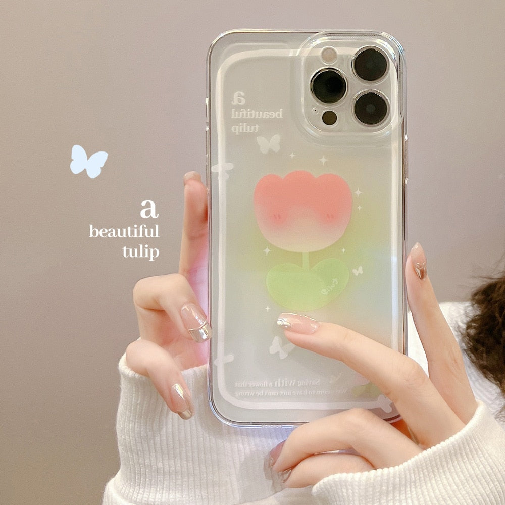 White Butterfly Tulip Phone Case