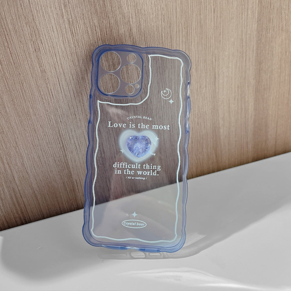 Blue Crystal Love Heart Phone Case
