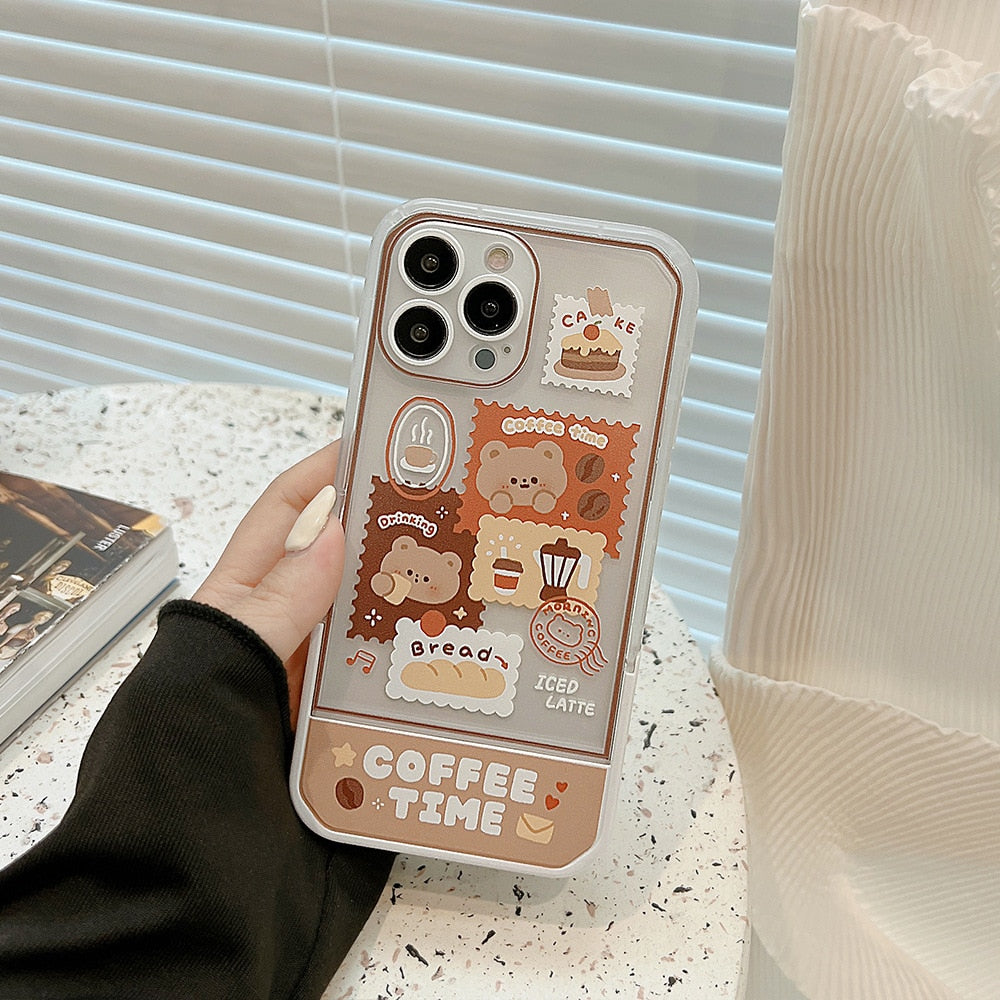 Stamp Art Coffee Bear Phone Case