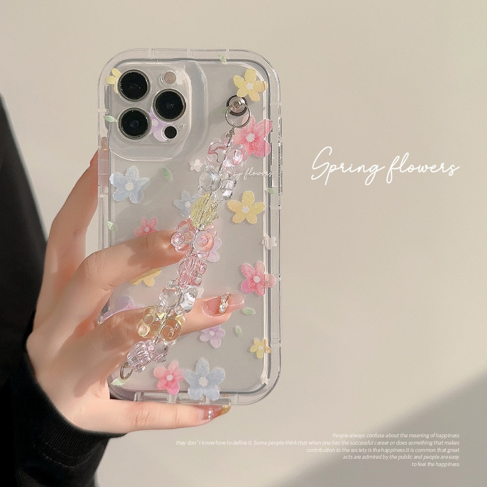 Spring Flowers Crystals Bracelet Phone Case